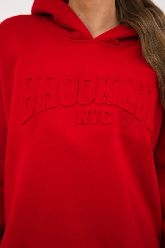 Insulated cotton set, sweatshirt + pants Brooklyn red