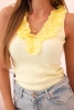 Women's cotton sleeveless blouse with ruffle yellow