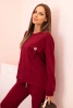 Set women's buttery sweatshirt and pants with elastic burgundy