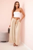 Pants with a belt and wide legs - light beige