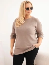 Moteriška plus size megzta palaidinė su laivapriekiniu iškirpimu Fango