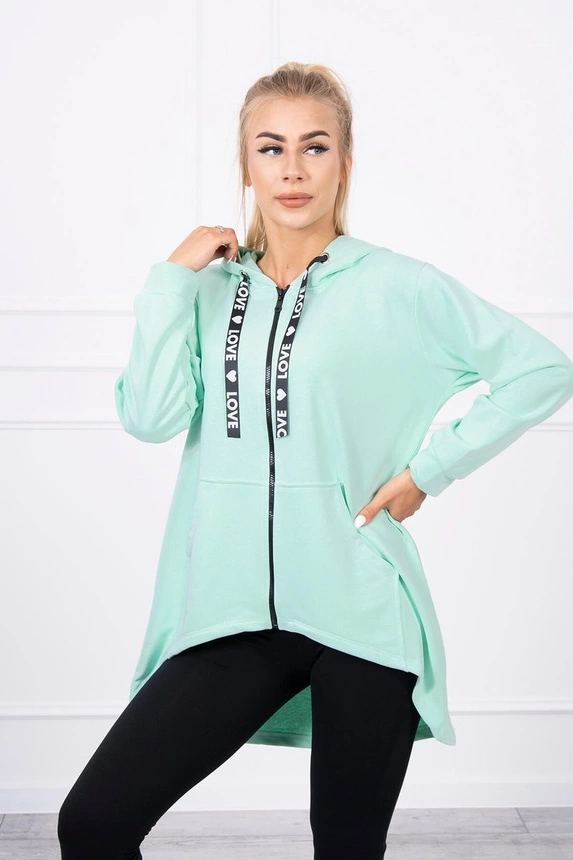 Sweatshirt with longer back and hood mint