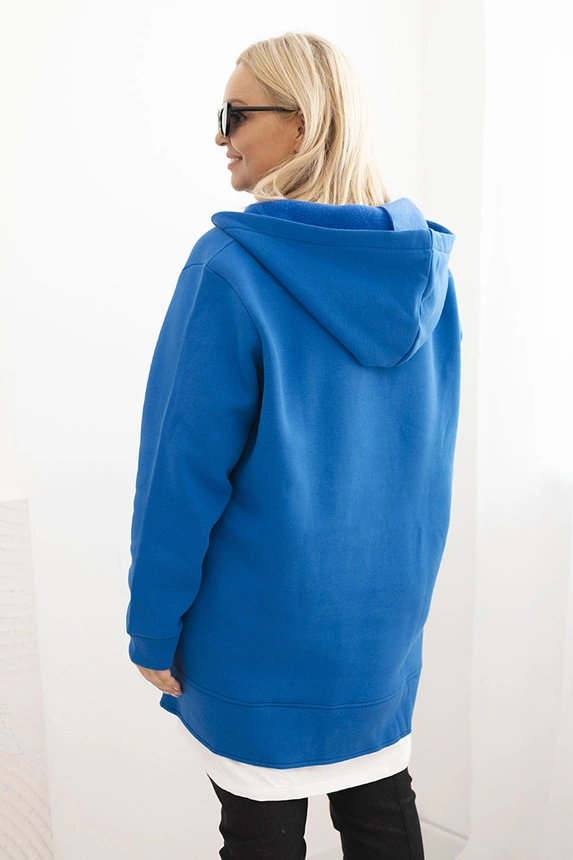 Women's plus size insulated hoodie with a V-neck cobalt blue