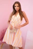 Women's cotton dress with colorful stripes in neon orange
