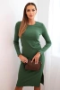 Ladies' cotton set ribbed blouse and pencil skirt dark mint