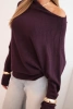 Sweter damski wiskozowy asymetryczny typu nietoperz ciemny fioletowy