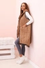 Women's quilted Plus Size vest with a hood, zippered camel