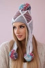 Women's long eared cap Eunika K322 grey+red