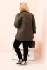 Plus Size women's quilted jacket with collar and button khaki