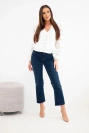 Women's knitted blouse with lace sleeves and decorative buttons ecru