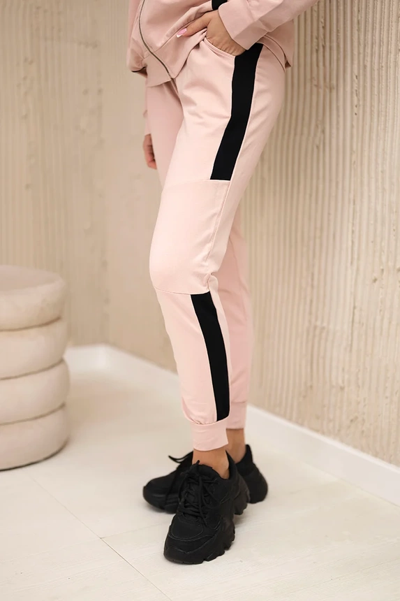Sports set with stripes dark powdered pink