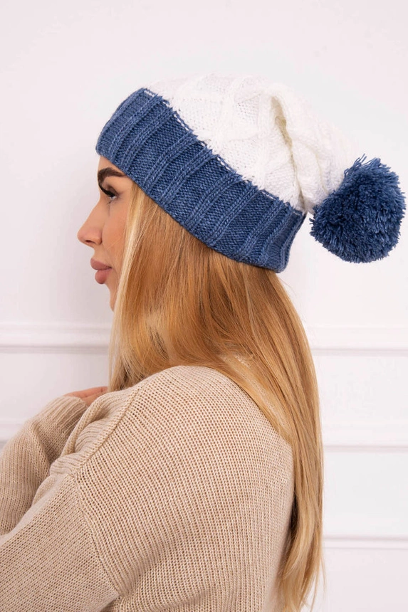 Cap with fleece Milano K203 ecru+jeans