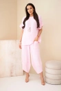 Set aus Viskose Bluse + Hose Bonbonrosa