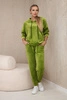 Velours-Set Känguru-Sweatshirt + Hose kiwi