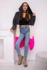 Gestreifter Cardigan-Pullover mit Kapuze graphit + beige + pink neon
