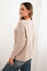 Women's sweater with wool, long sleeves, and round neckline beige