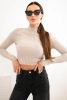 Women's ribbed dress with a turtleneck and decorative buttons burgundy