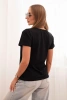 Women's cotton blouse with short sleeves and a patch with pearls black