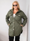 Plus Size women's quilted jacket with collar and pockets khaki