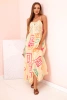 Women's cotton dress with a colorful pattern beige