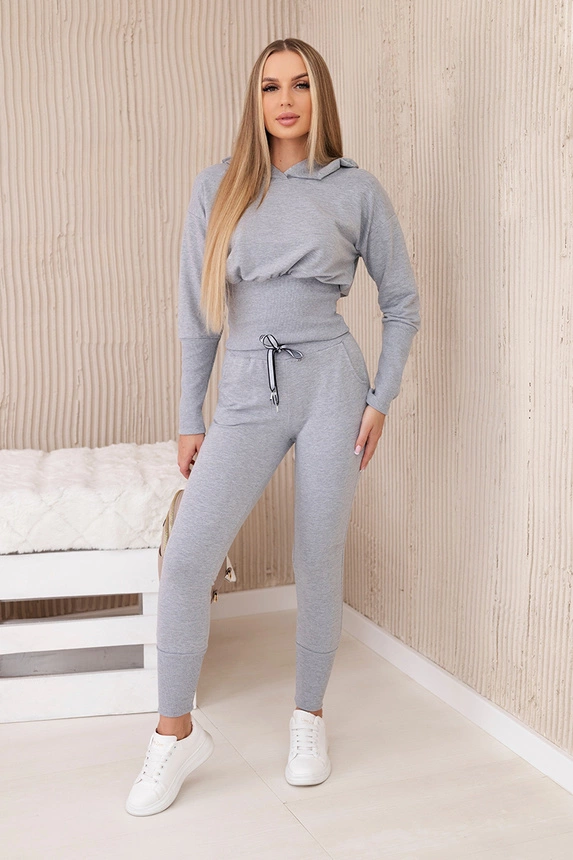 Set mit breiten Rippenbündchen grau