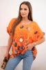 Women's cotton shirt with a floral pattern orange