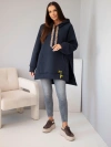 A sweatshirt women's oversize made of cotton with a hood and a pocket navy blue