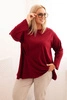 Dámská blůza Plus Size s bavlnou, kapsou a ohrnutým rukávem kiwi