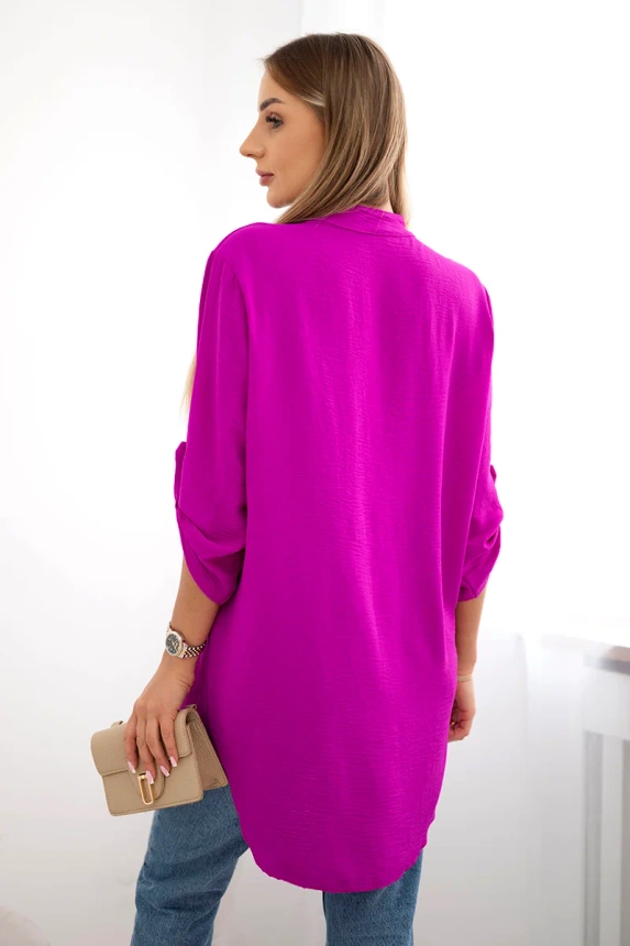 Bluse mit längerem Rücken violett
