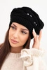 Women's wool winter hat with decorative crystals K399 black