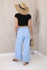 Trousers with a wide waistband blue