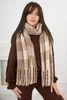 6073 Women's scarf dark beige + beige