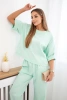 Punto-Set Bluse + Hose mit weitem Bein Minze