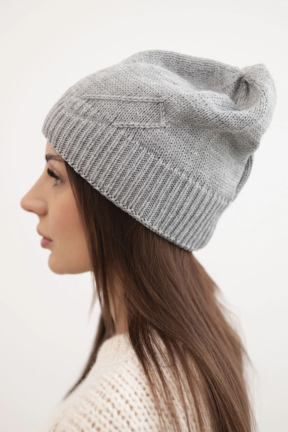 Women's classic winter hat with subtle pattern K379 gray