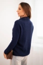 Damenpullover aus Baby-Alpaka mit Kragen und V-Ausschnitt blau