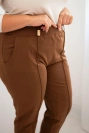 Spodnie damskie bawełniane Plus Size z elastycznym pasem camelowe