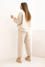 Ladies' butter set with a loose sweatshirt and pants with the word LOVE beige