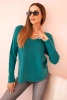 Women's sweater with viscose and a V-neck light sea green