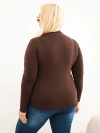Dámský svetr Plus Size z viskózy s rolákem tmavě hnědý