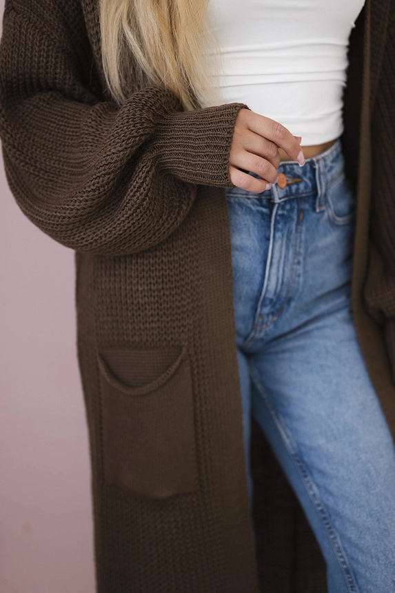 Pullover lange Strickjacke braun