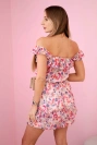 Off-the-shoulder dress with waisted powdered pink