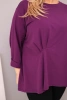 Dámska blúzka plus size s bavlnou s dlhým rukávom a nariasením tmavo fialová