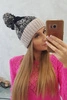 Cap with a pompom Abigail K326 black+beige