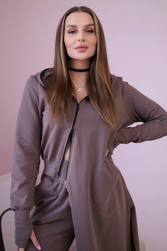 Sweatshirt-Set mit längerem Seitenmokka
