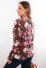 Women's viscose blouse with flowers and long sleeves chocolate