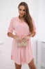 Dress with button closure and tie at the waist powder pink