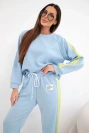 Women's tracksuit set Masełko with stripes and a loose sweatshirt blue