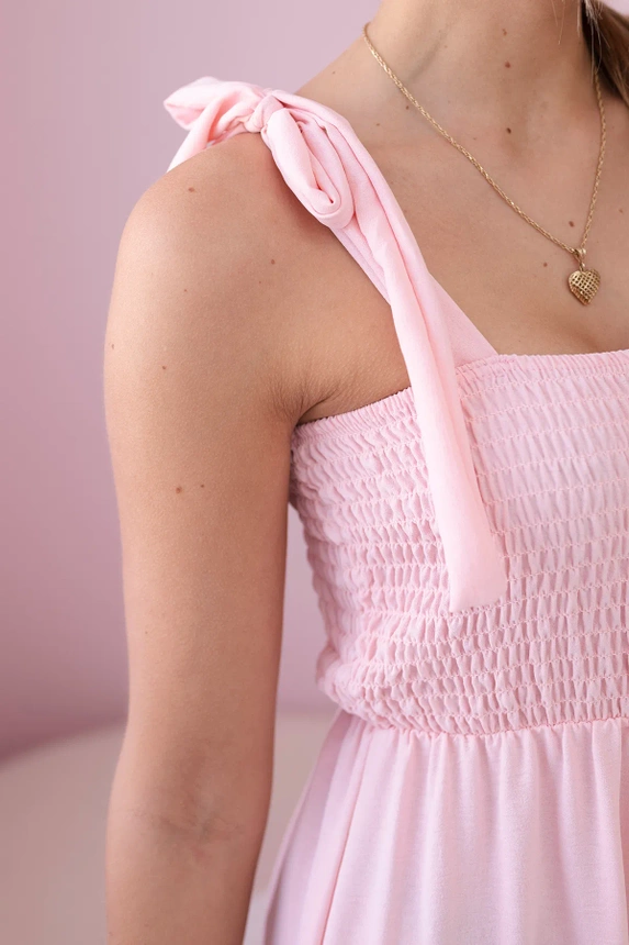 Strappy jumpsuit with ruffled top powder pink