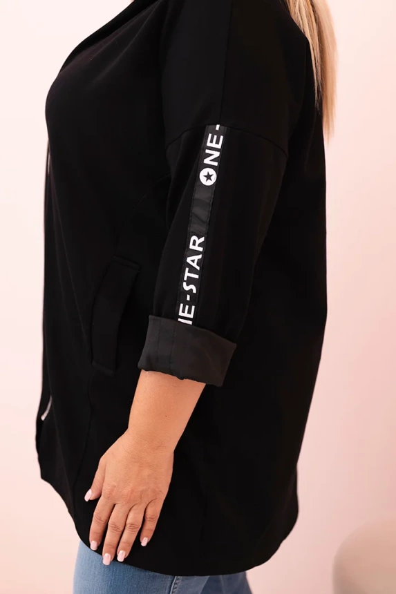 Women's butter-colored sweatshirt with decorative sleeves black