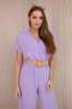 Overalls with a decorative belt at the waist light purple